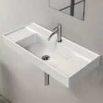 CeraStyle 046500-U Rectangular White Ceramic Wall Mounted or Drop In Sink With Counter Space